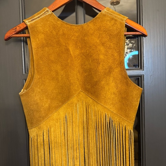 Vintage Suede Leather Fringe Maxi Vest - Picture 3 of 14